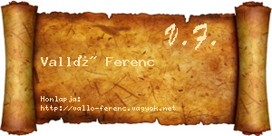 Valló Ferenc névjegykártya