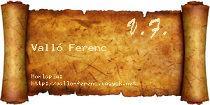 Valló Ferenc névjegykártya